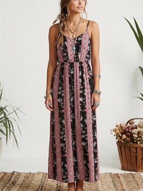 Pink Rose bohemian maxi dress